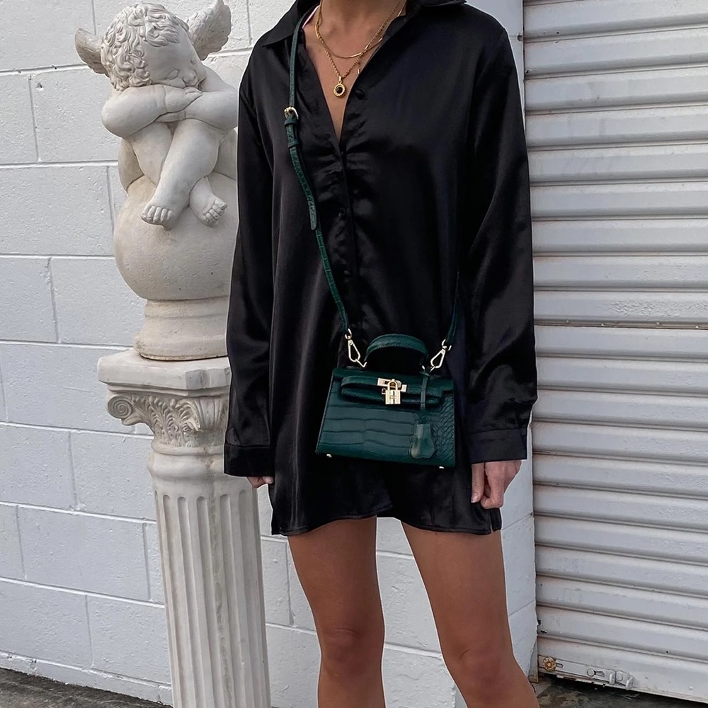 Princess Polly 90210 Satin Shirt Mini Dress
